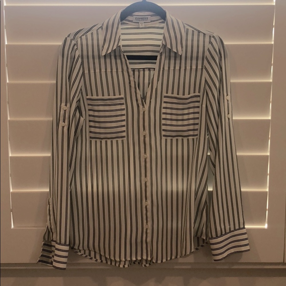 Black and white striped blouse